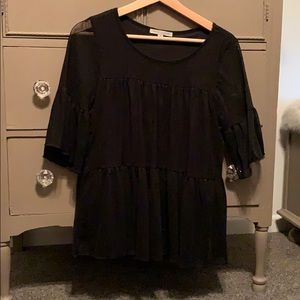 Black tiered ruffle shirt